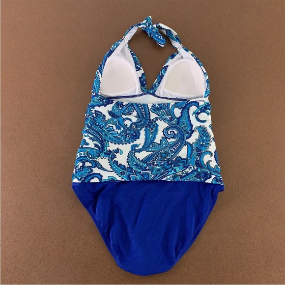 CHAPS PAISLEY HALTER NECK ONE PIECE SWIMSUIT IN SIZE 6 - Picture 2 of 6